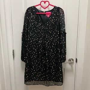 Lilly Pulitzer Black and Gold Polka Dot Dress Size 4